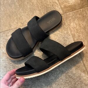 MIA Black Double Strap Sandals